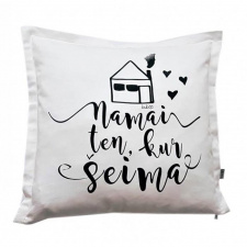 BUBOO pagalvė NAMAI KUR ŠEIMA, balta