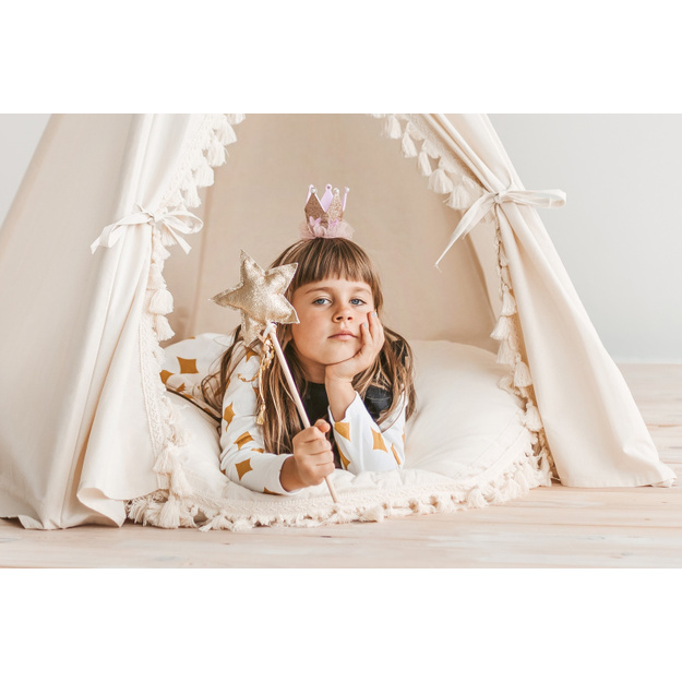 MINI CAMP grindų pagalvė | pieno TASSELS