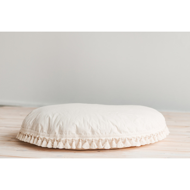 MINI CAMP grindų pagalvė | pieno TASSELS