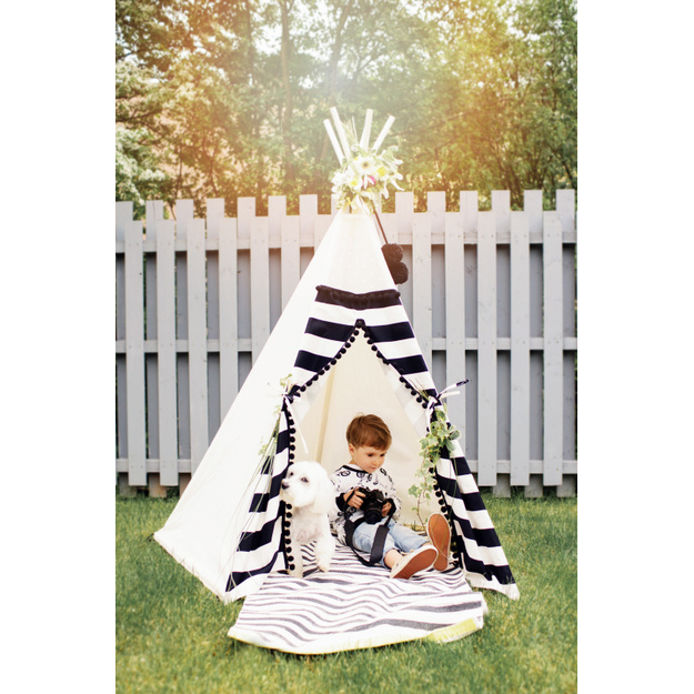 MINI CAMP palapinė su kilimėliu | balta/juoda NANOOK