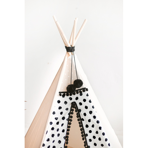 MINI CAMP palapinė | natūrali balta POLKA DOT