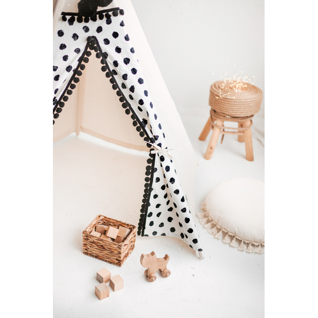 MINI CAMP palapinė | natūrali balta POLKA DOT