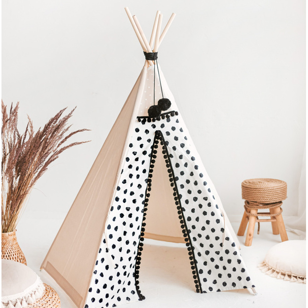 MINI CAMP palapinė | natūrali balta POLKA DOT