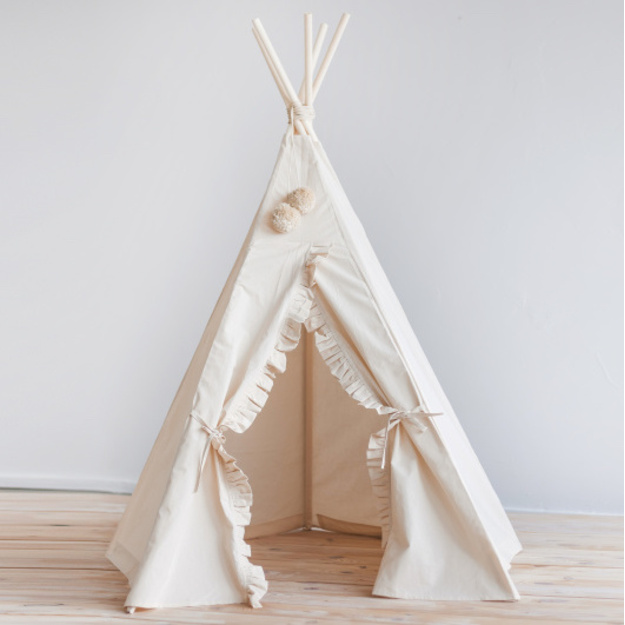 MINI CAMP palapinė | natūrali balta RUFFLE