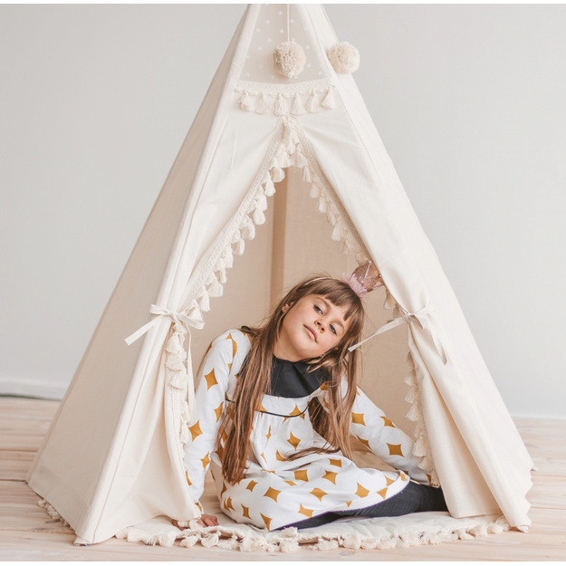 MINI CAMP palapinė su kilimėliu | natūrali balta NUKA