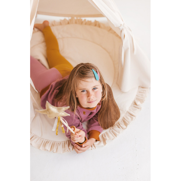 MINI CAMP palapinė su kilimėliu | natūrali balta RUFFLE