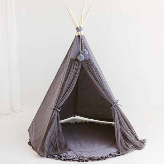 MINI CAMP palapinė su kilimėliu | pilka FAIRY TULLE