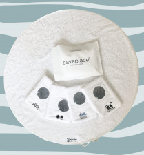 SAVEPLACE® Round Towel with Embroidered Waves (50 cm / 100 cm) | WHITE CLOUD