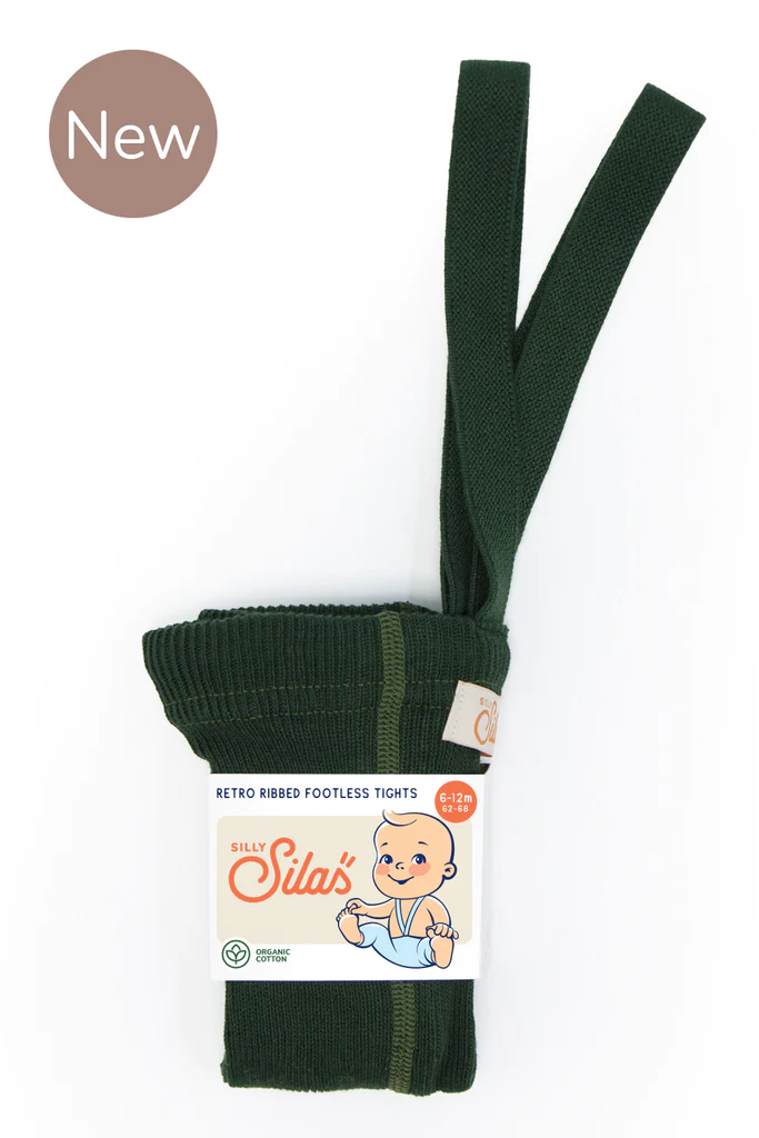 SILLY SILAS pėdkelnės be pėdučių su petnešomis 1-2 m. FOREST GREEN