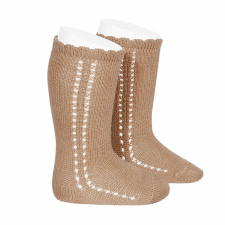 CONDOR wide ribbed knee-high socks, camel